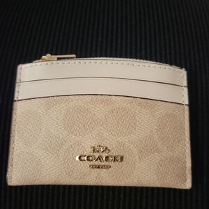 Coach Cream and Gold Card Holder